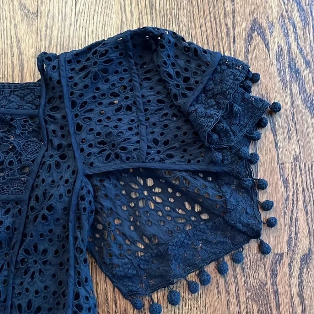 By Anthropologie size Small Black Top Victorian Cutwork Blouse